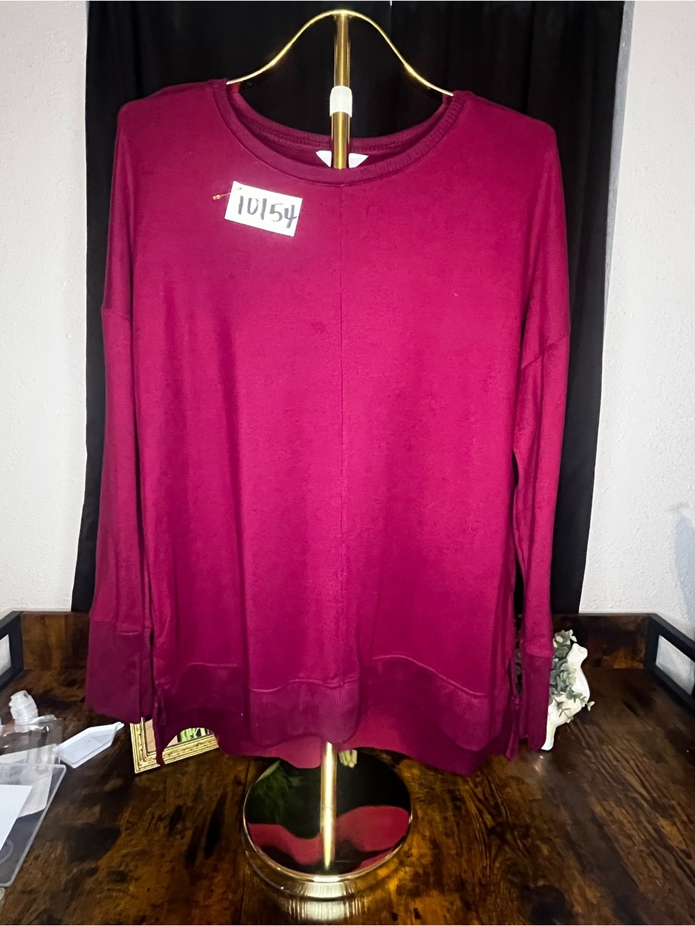 Time and Tru Burgundy Long Sleeve Tunic Top L 12-14